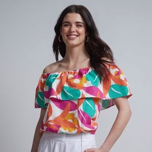 New York & Company Abstract Print Top & Wide Leg Pants